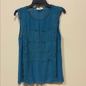 Entro Turquoise Lace Sleeveless Top medium